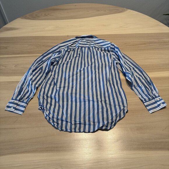 Doen Blue White Striped Button Front Shirt Women's Size X-Small XS - Picture 2 of 5
